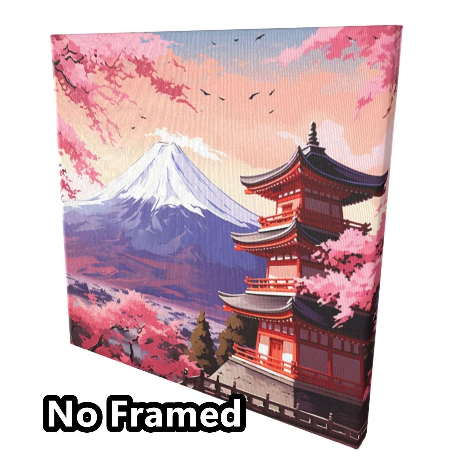 Malen nach Zahlen MK162 Malen-nach-Zahlen-Set für Erwachsene, Motiv: Berg Fuji, Japan, Malen nach Zahlen für Anfänger, Acryl-Peinture a Numero, Ölgemälde, Kunsthandwerk Kits für Wanddekoration – (65 x