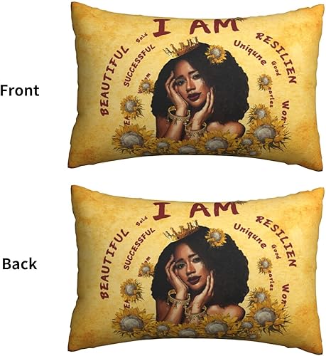 Miniatura 2 de Fundas de almohada para cama de niña africana con cremallera oculta, funda de almohada lumbar, tamaño Queen estándar de 20 x 30 pulgadas para