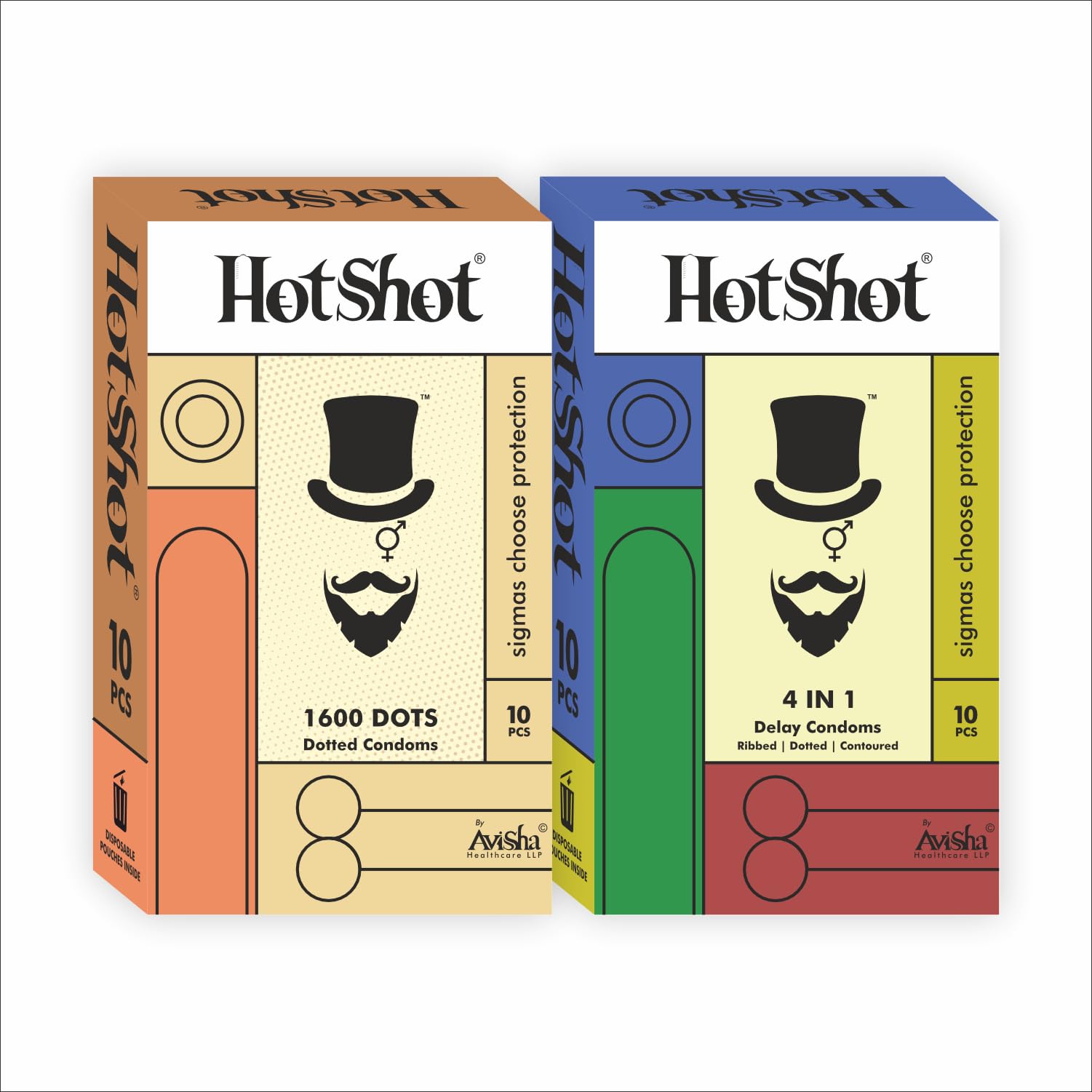 HOTSHOT 1600 Dotted and 4in1 Dotted Ribbed Contoured and Delay Condom for Men - 20 Units(Pack of 2)-image-43