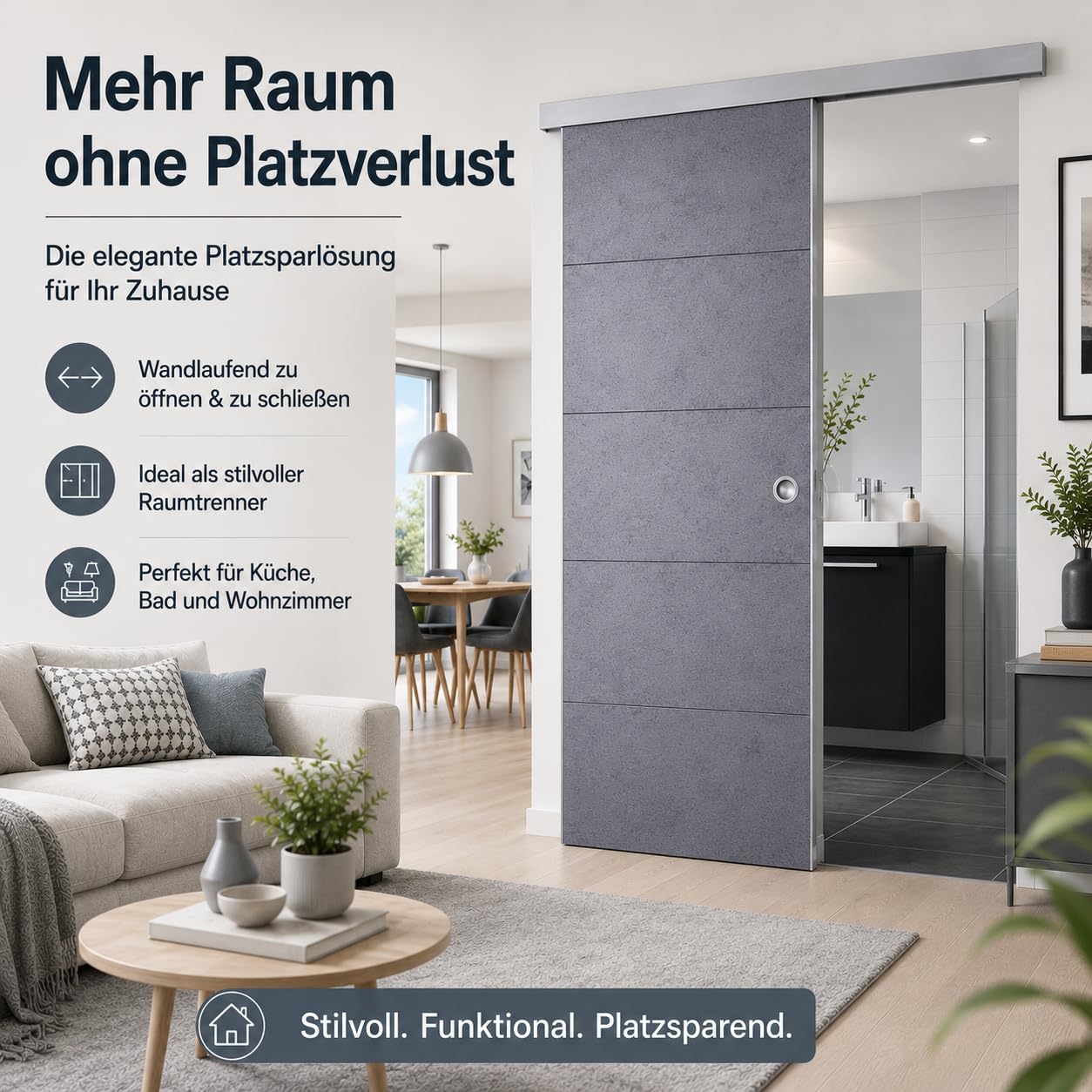 Drzwi przesuwne Door in Box firmy Grosfillex beton