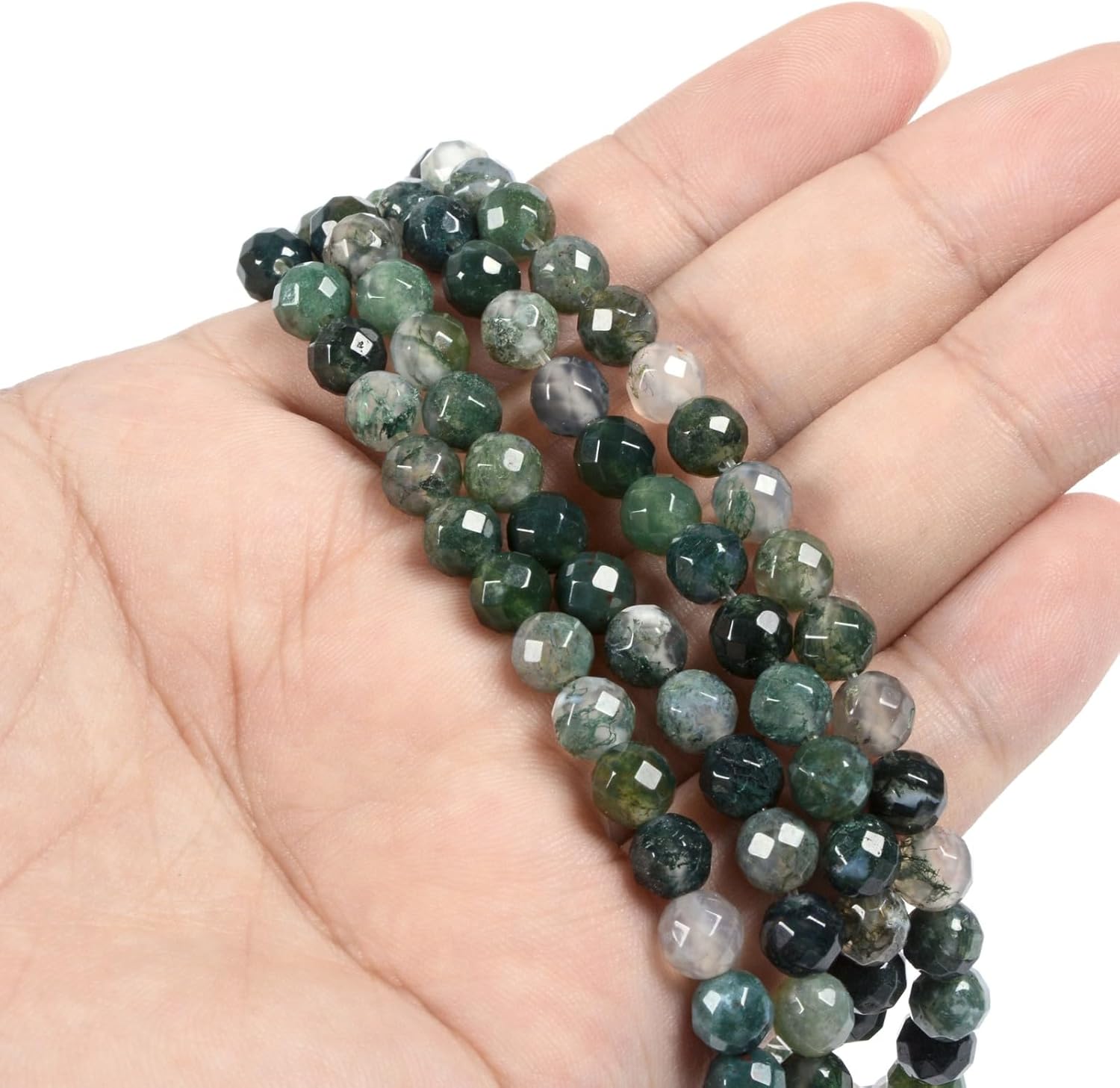6mm Moss Agate Faceted Gemstone Round Loose Beads Strand 15.5-16" DIY Jewelry Making - Image 3