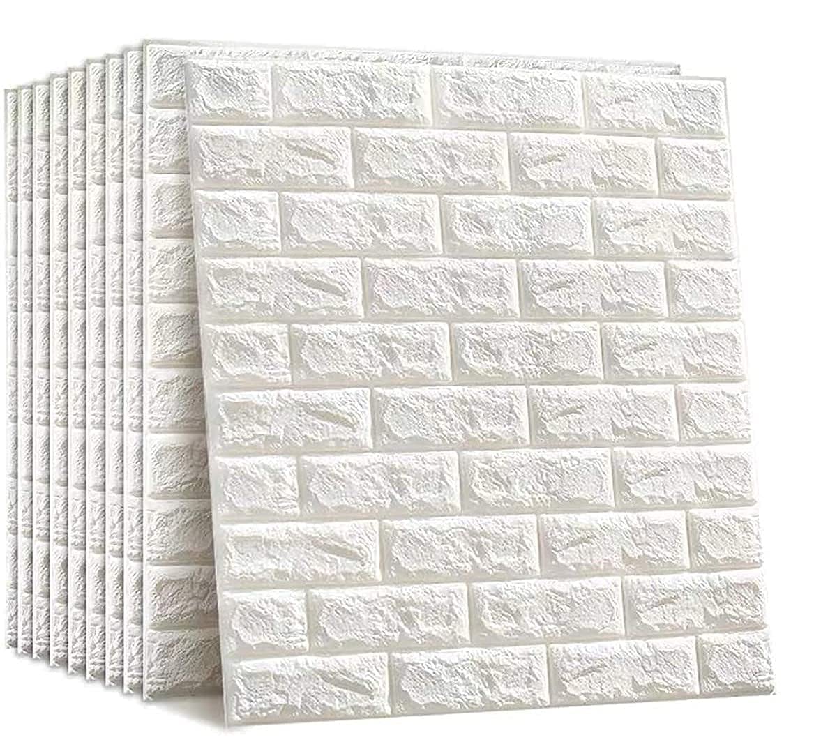 Brick Wallpaper - Self Adhesive PE Foam Brick Design 3D Wall Stickers/DIY Wallpaper for Home Hotel Living Room Bedroom & Café (70 x 77cm, Appx. 5.8Sq Feet) White (Pack of 60) (B0CNKG1JV9) Amazon Price History, Amazon Price Tracker