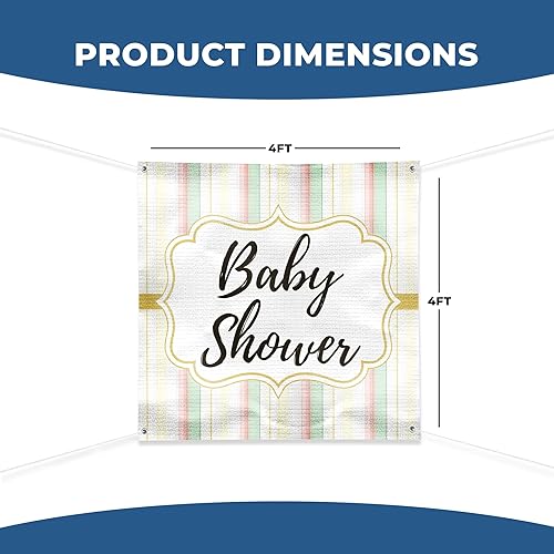 Miniatura 5 de Cartel de baby shower para uso en interiores y exteriores de 4 x 4 pies, pancarta grande personalizada y letreros con cuerda para colgar, telón de