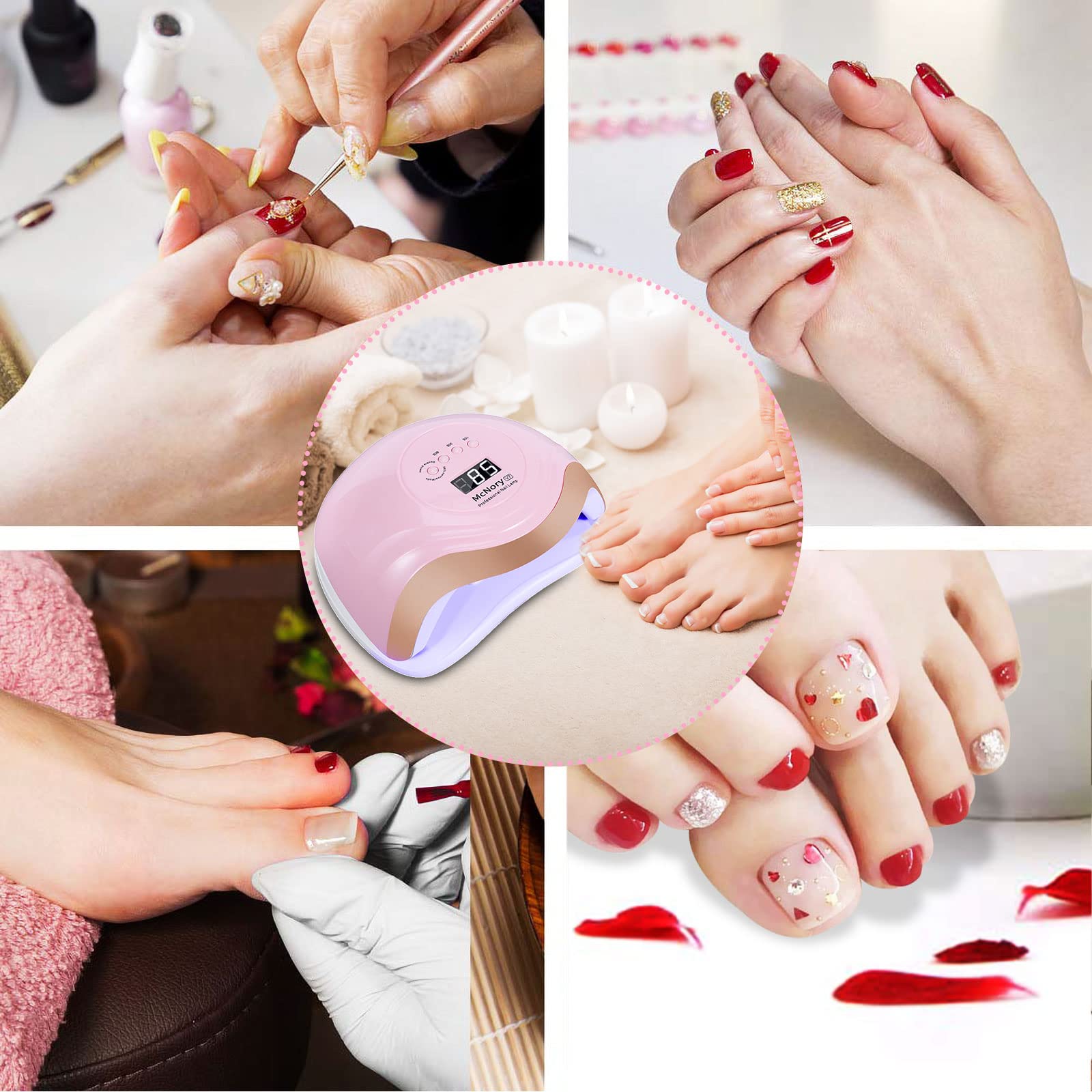 Lampada Unghie LED UV Professionale,168W Fornetto Unghie Può Curare Rapidamente,Sensore Di Avvio Automatico,Timers da 10s/30s/60s/90s,LCD Display Lampada per unghie per Gel Nail Polish Light