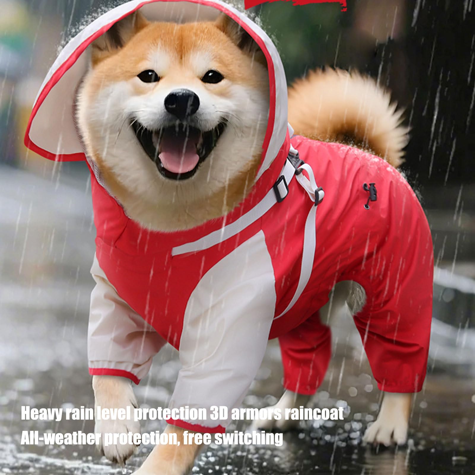 Impermeabile per Cane Grosso Cappuccio Rimovibile e Regolabile | Antipioggia per Cani Grandi Per Passeggiate Invernali all'Aperto, Addestramento, Campeggio sotto la Pioggia