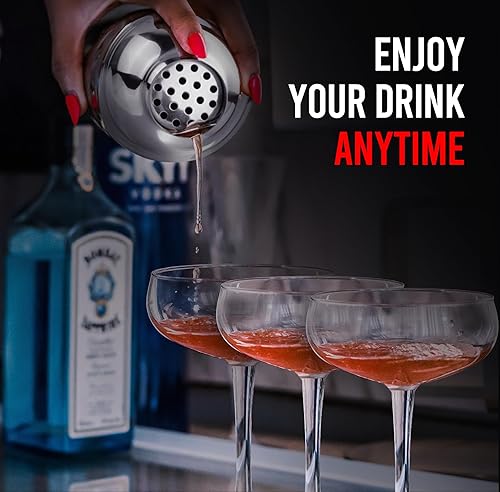 Miniatura 4 de Juego de coctelera de 24 onzas, kit de camarero de 3 piezas, medidor de medición, cuchara de bar, colador y mezclador de bebidas profesional