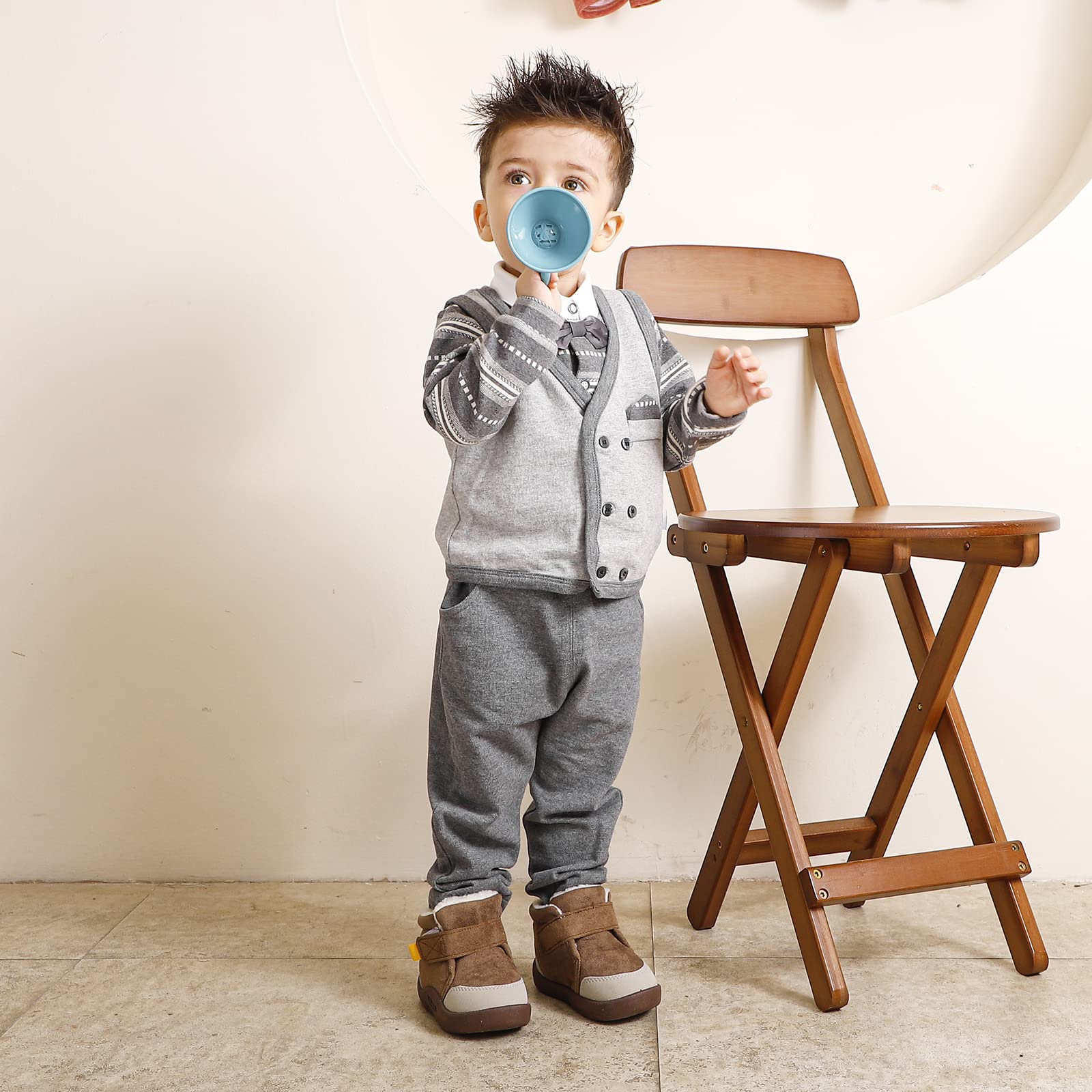 MASOCIO Bottes Bébé Garçon Fille Hiver Bottines Chaussures Fourrés Peluche Chauds Antidérapant Taille 18-23 EU