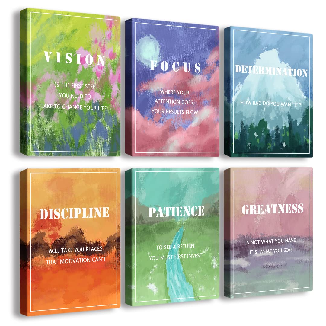 Landscape Canvas Wall Art?Motivational Wall Art Decoration Painting .Suitable forGym, Library, Office, Living Room and Home Deco,Tabletop/Hanging 6-Pack (29x38cm) Framed 5