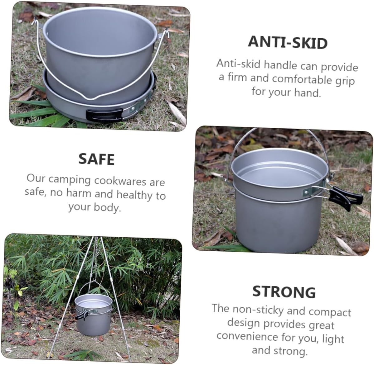 1set Portable Outdoor Camping Cookware for People Lightweight Non-stick Cooking Pots and Pans for Hiking Backpacking and Picnics