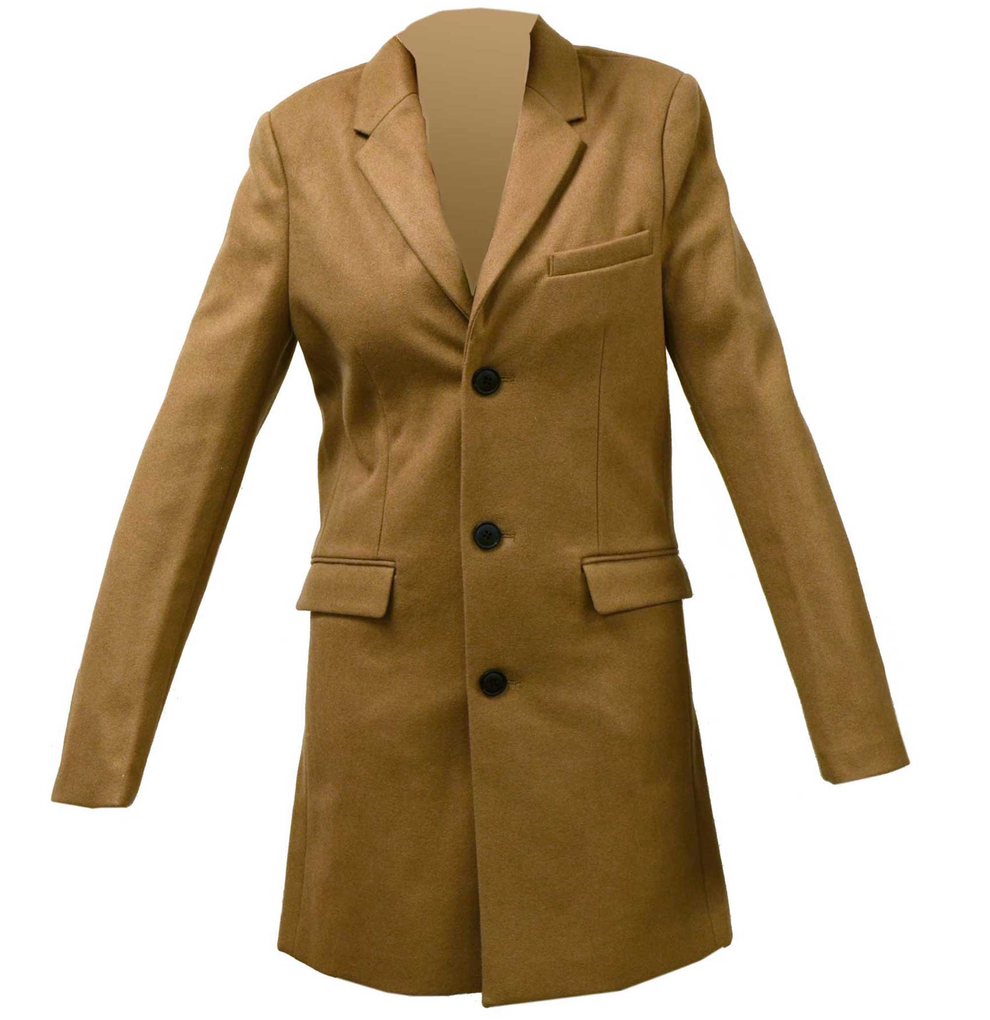 Burton Tailoring Wool Mix Camel 3/4 Length Camel Coat Single Breasted