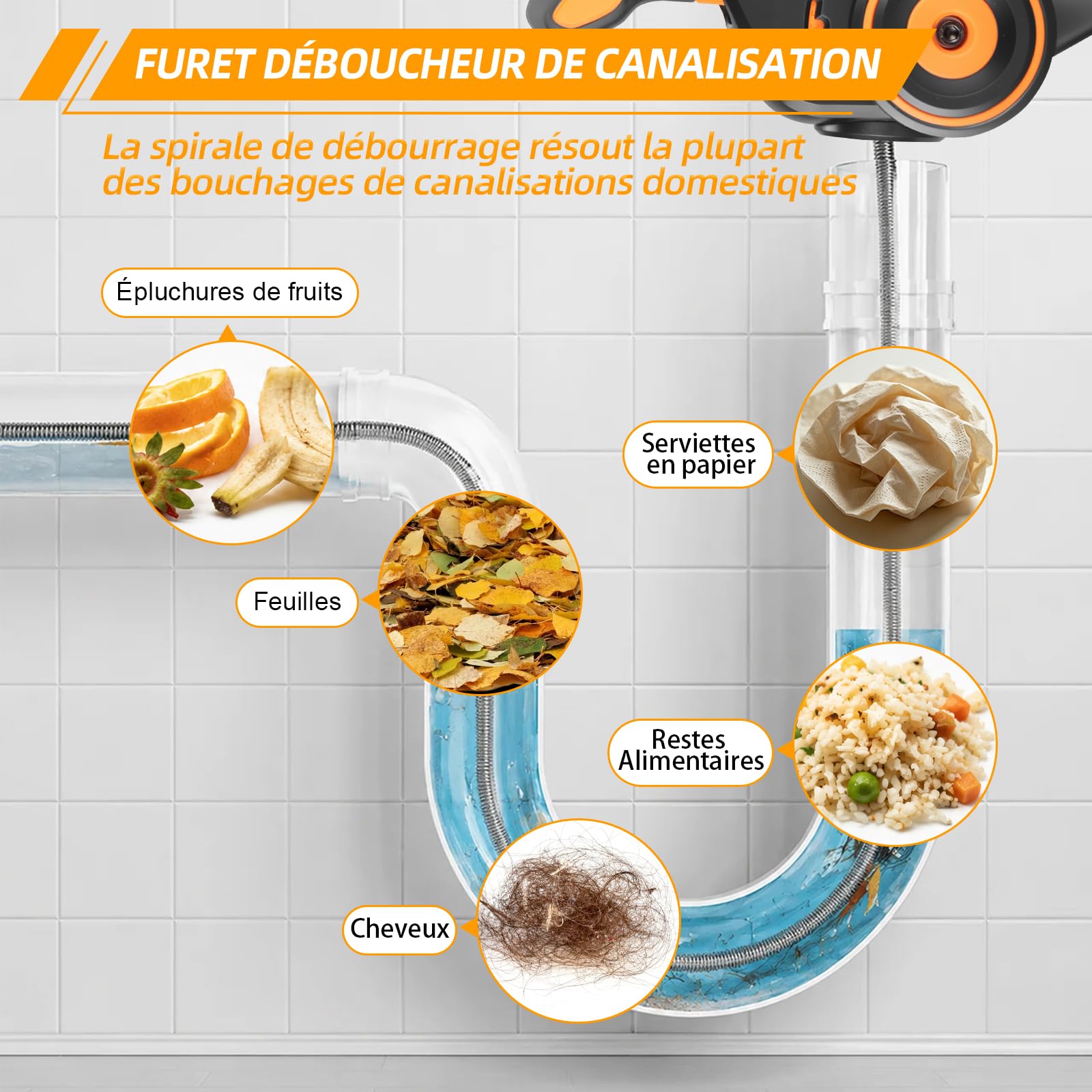Furet déboucheur de canalisation pour Makita 18V batterie