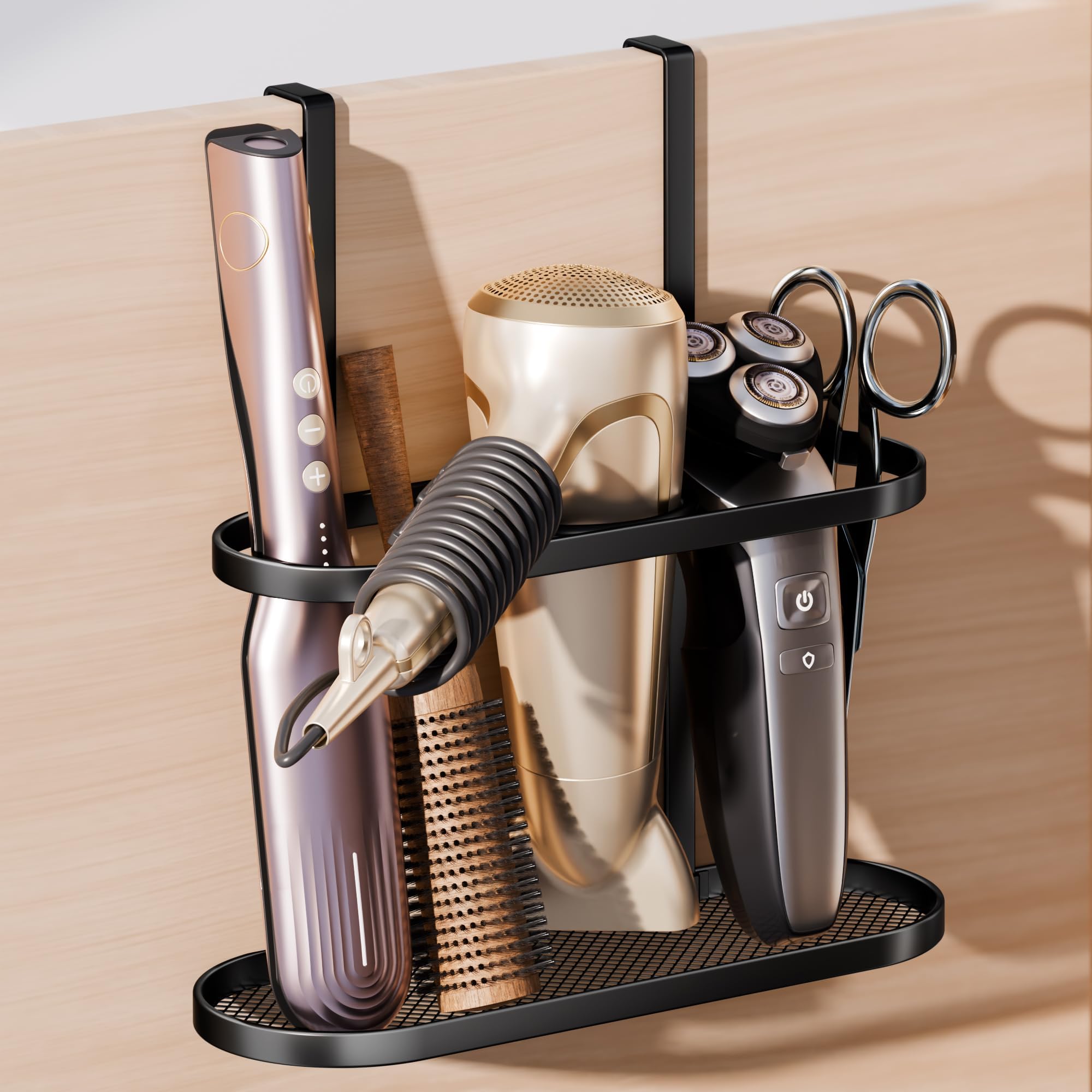 Josmimic Elliptical Frame Cabinet Door Hair Dryer Organizer-picture-35