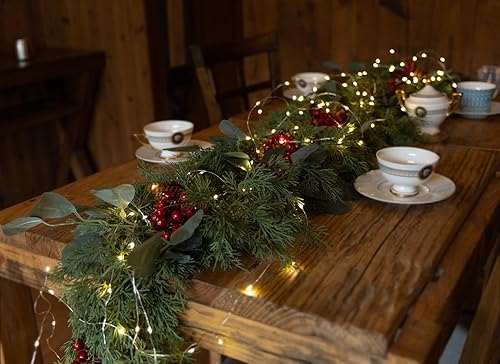 Miniatura 9 de Guirnalda de Cedro de Navidad de 6 Pies con 144 Puntas de Ramas con Luces LED en Cadena, Guirnalda de Pino Ciprés Artificial de Temporada de Anna's