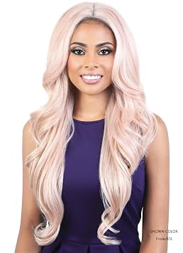 Motown Tress Synthetic Hair Lets Lace Wig - LDP TRUDY, 4.5 inch Lace Deep Part Wigs, High Heat Resistant Wigs 1, JET BLACK