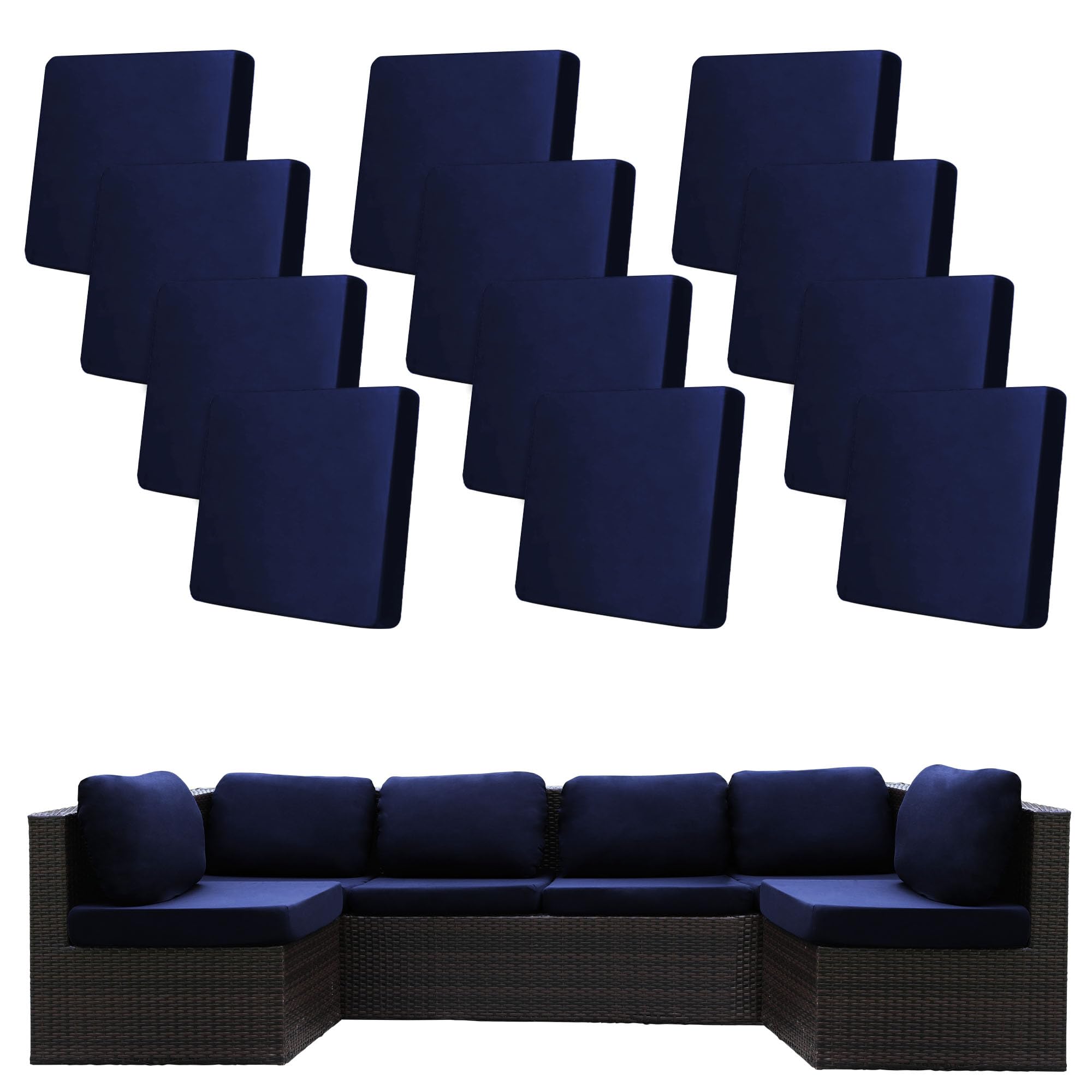 12 Pcs Outdoor Cushion Covers, Patio Sofa Cushion Covers Replacement