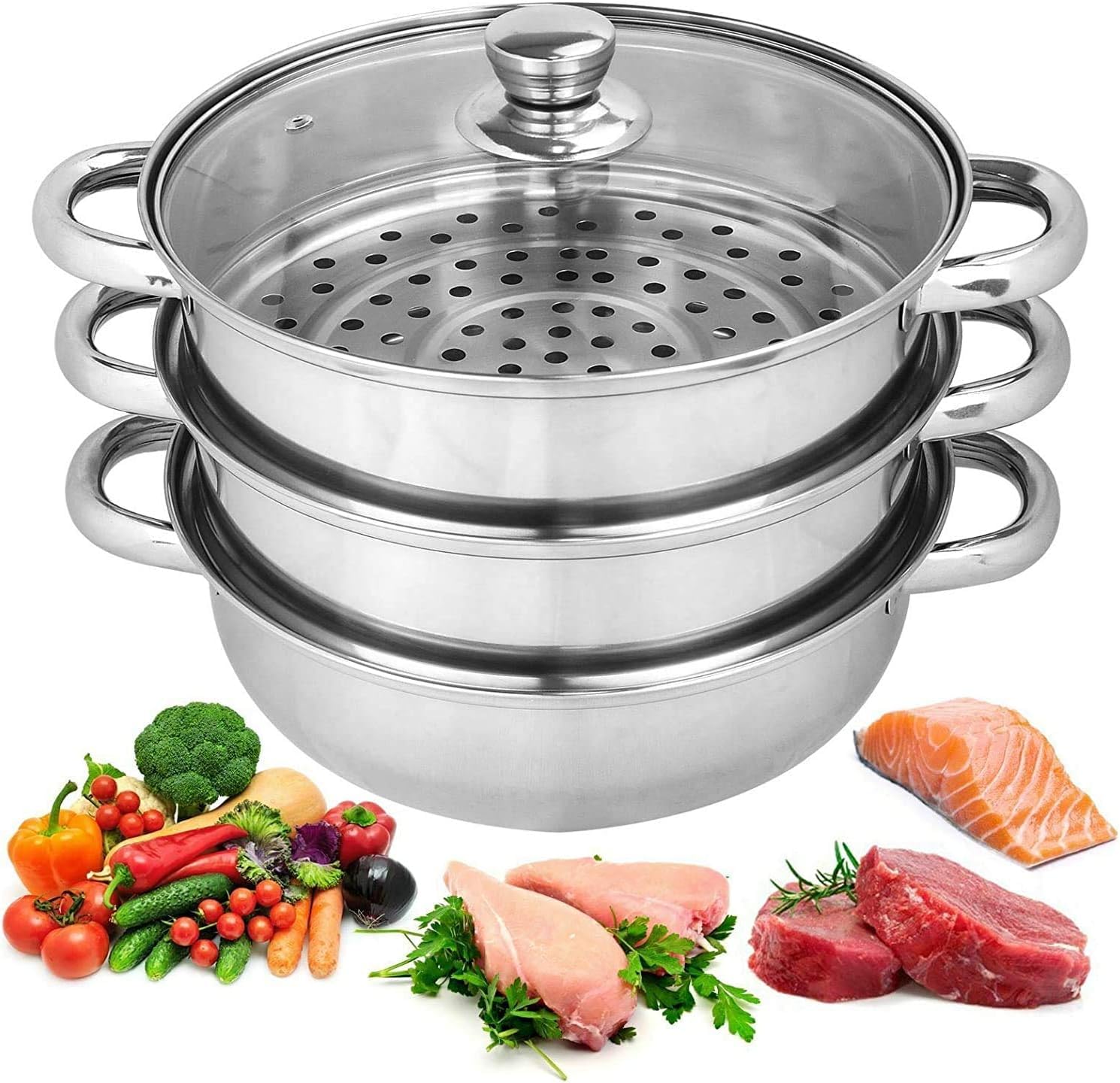 Cuiseur vapeur 3 niveaux induction pour une cuisson saine simultanée