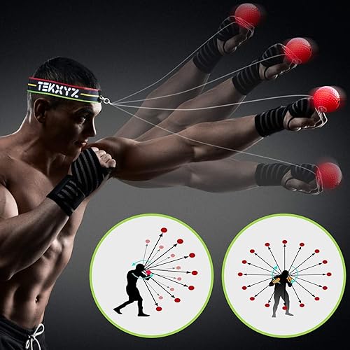 Miniatura 4 de TEKXYZ Boxing Reflex Ball 2 Difficulty Levels Boxing Ball with Headband Perfect for Reaction Agility Punching Speed Fight Skill and Hand Eye