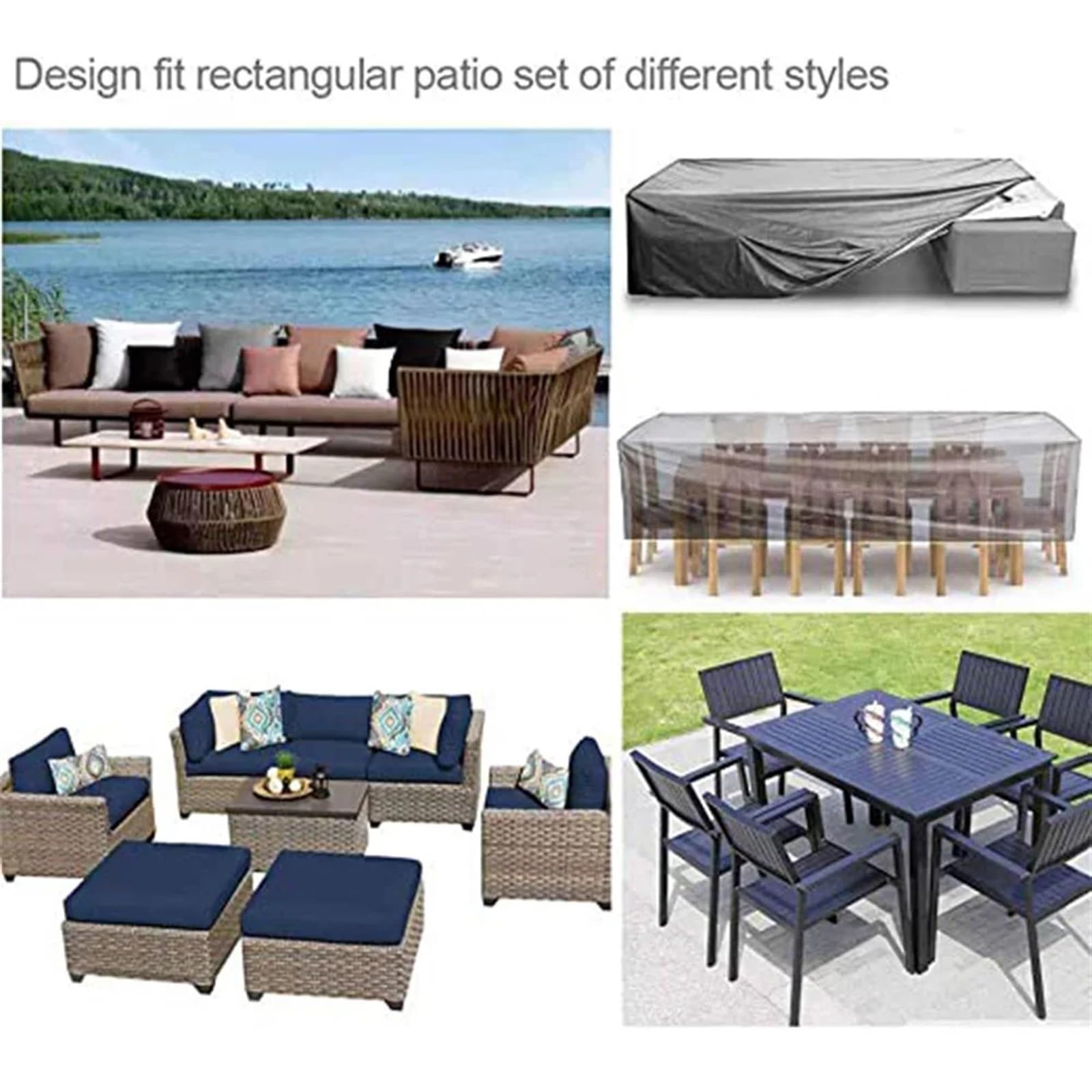 Coperture impermeabili da giardino in pelliccia per mobili in rattan, antipolvere e antipioggia, 72, per tavoli, sedie e divani (nero, 274 x 208 x 70 cm)