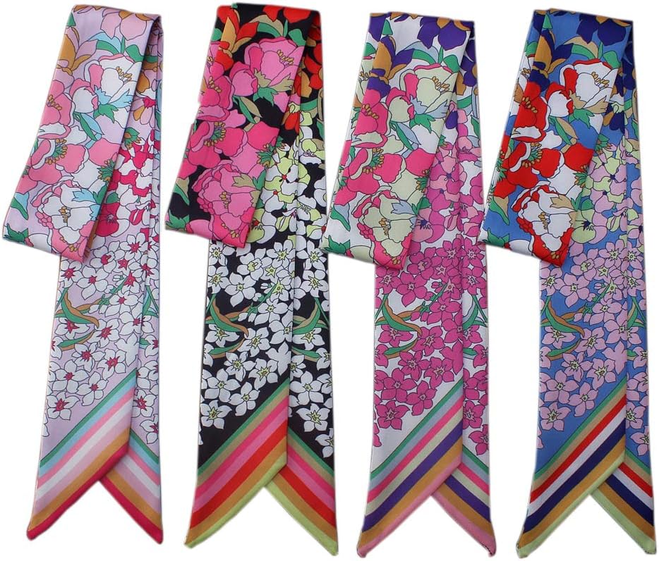 4pcs Polychrome Small Flower Bag Handbag Handle Ribbon Scarf Hair Head Band Neck Scarf Fashion Gifts, Medium