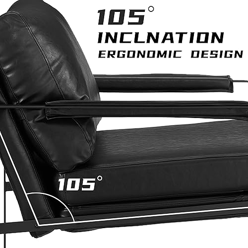 Miniatura 4 de Volans Silla decorativa moderna de mediados de siglo con brazos para sala de estar, sillas decorativas de piel sintética para salón, sillón con