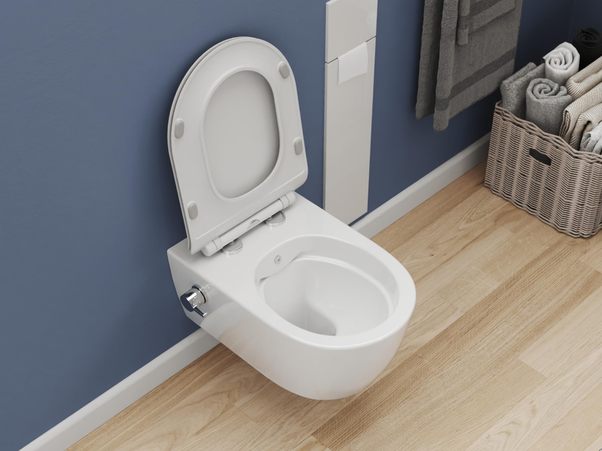 HOROW WC Sospeso Senza Bordi Bianco | Ceramica Rettangolare Con Sedile Soft Close | Facile Pulizia - Foto 10