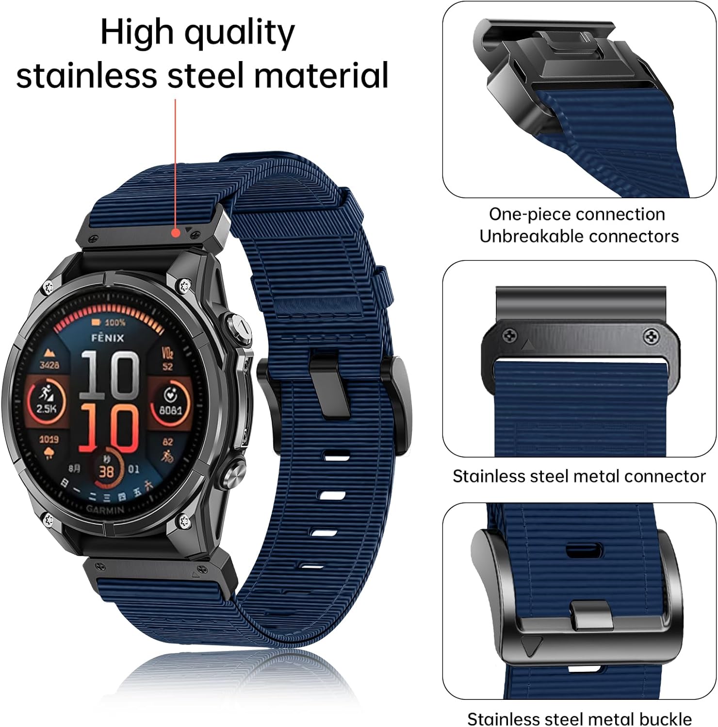 Nylon 26mm Watch Bands Compatible with Garmin Tactix 8 7/Fenix 8 Pro AMOLED-51mm/Fenix 7X/7X pro/6X/6X pro/5X/5X Plus/3 HR,Quickfit Sports Strap for Quatix 8/epix Pro/Descent 3i 51mm/Mk2i/Enduro 3 2 - Image 3