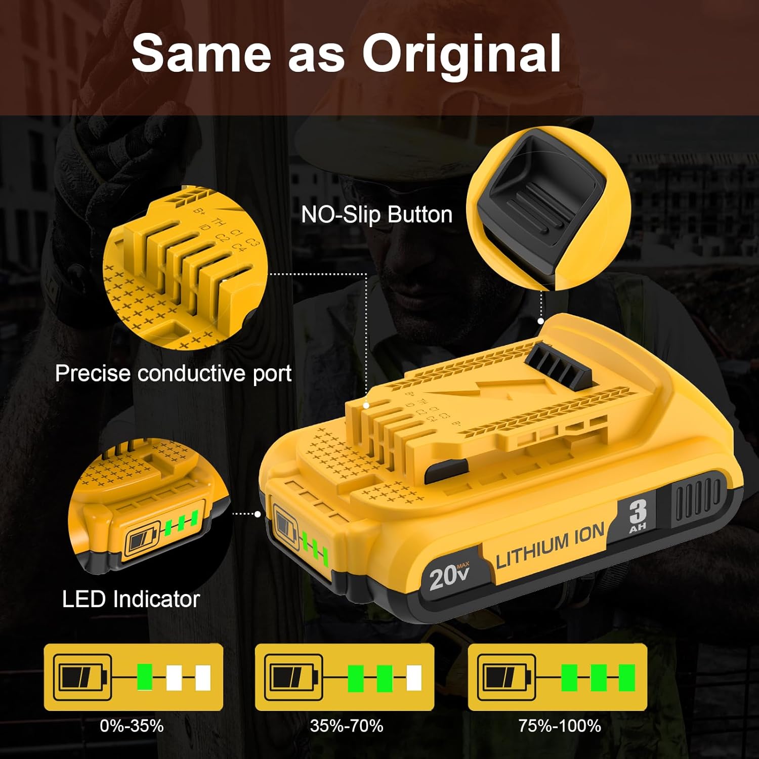 20V MAX Lithium-Ion Battery 2-Pack and Charger 3.0Ah Replacement for Dewalt 20V MAX Battery and Charger - Image 6