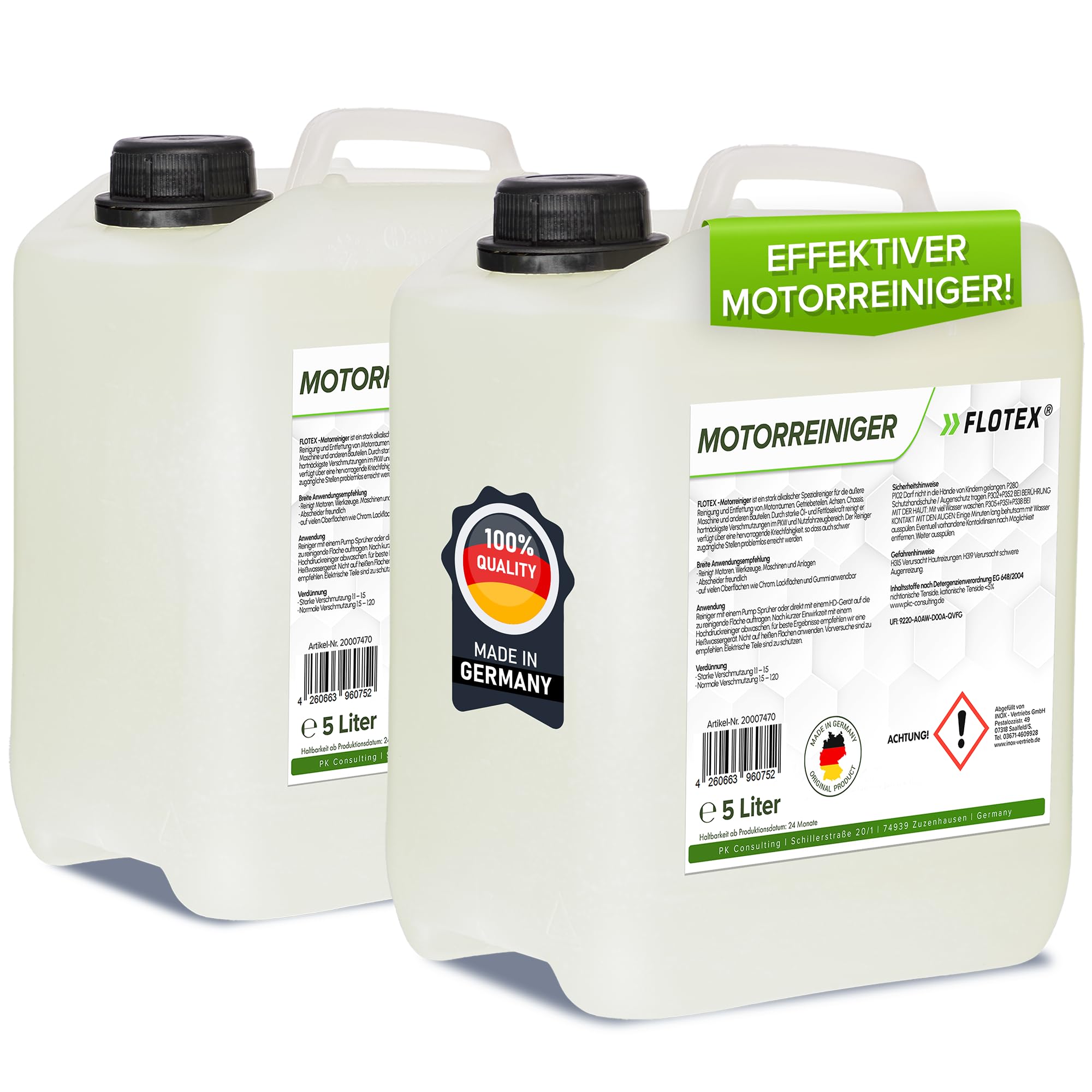 2x5L Motorreiniger - Konzentrat – Reiniger-Konzentrat für den Motor - Motorraum Reiniger & Entfetter - Motorsystemreiniger & Pflege von Auto, Motorrad & anderen Kfz