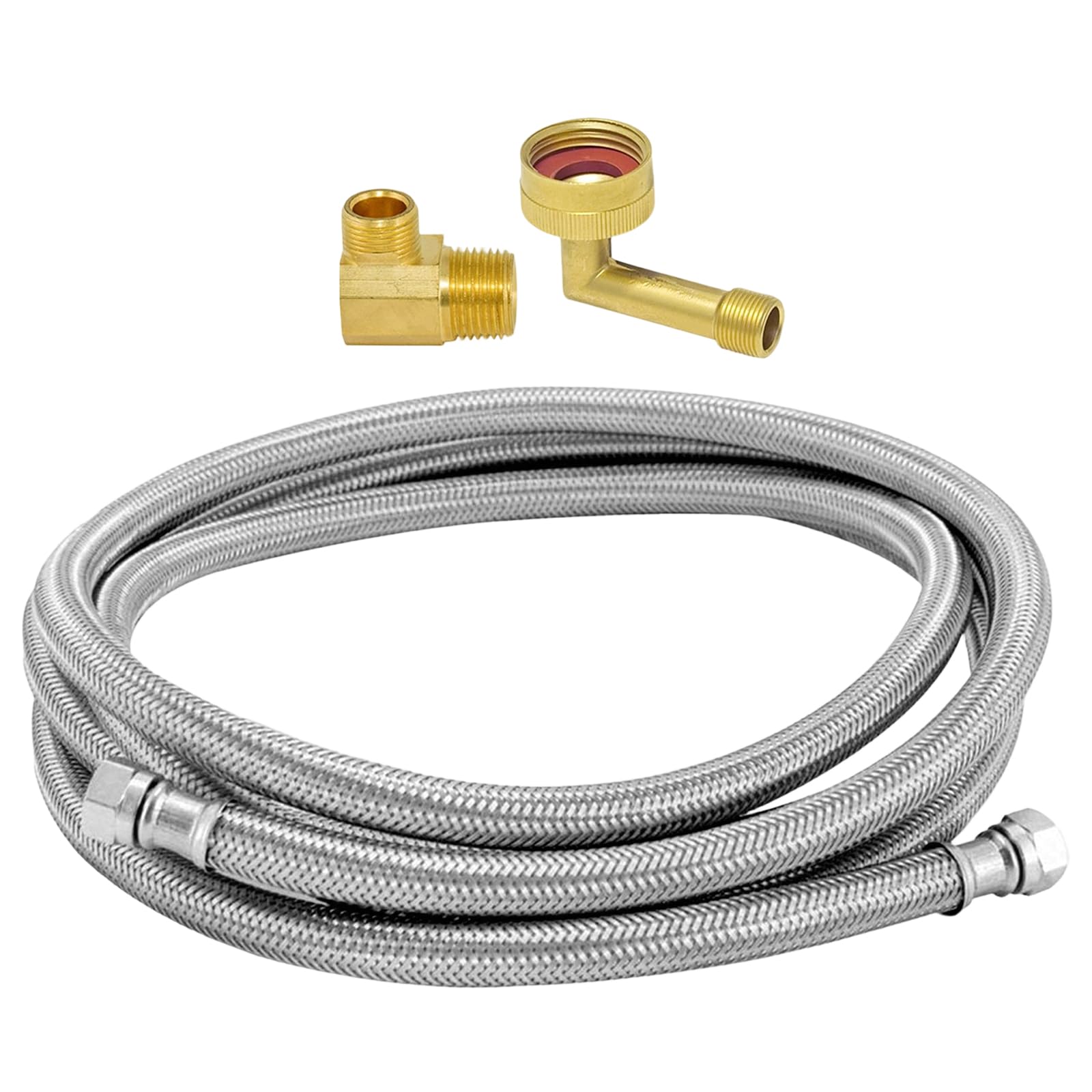 Geavonyg A User Friendly Water Saving 3 / 8Inch Metal Dishwasher Water Line Flows Design Efficient Use Copper Texture User Friendly Dishwasher Hose