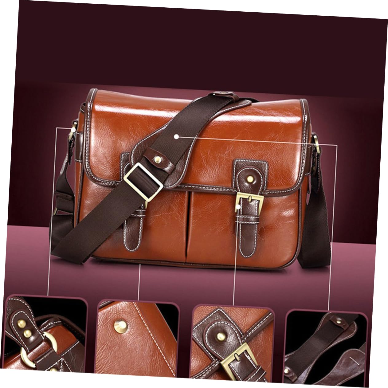 DOITOOL Borsa Per Fotocamera Dslr in Pelle Pu Divisorio Regolabile Tasche Esterne Bottone Resistente All Usura Per Trasporto Confortevole e Utilizzo Quotidiano