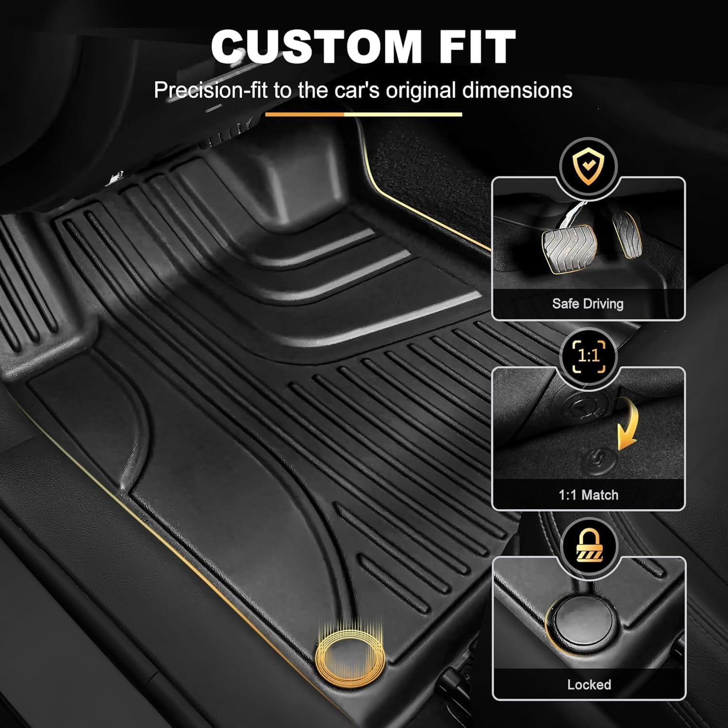Floor Mats & Cargo Liner Fit for Nissan Altima 2019-2025 2026, Front & 2nd Row, TPE Rubber All Weather Protection Heavy Duty Floor Liners Anti-Slip Car Mats Nissan Altima Accessories - Image 3