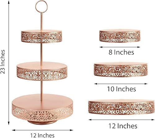 Miniatura 3 de Efavormart - Soporte reversible de metal de 3 niveles para cupcakes, soporte para postres, bandeja de exhibición para servir de 23 pulgadas de alto