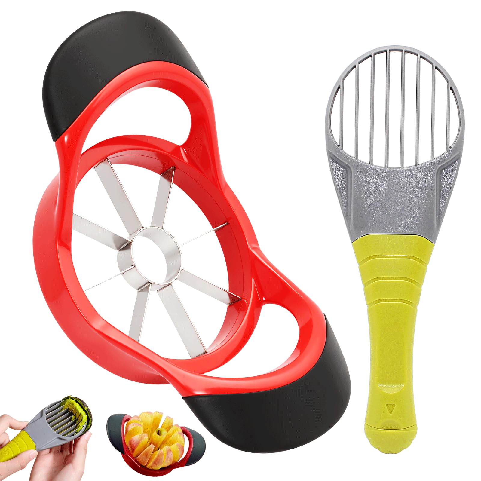Coupe Pomme Acier Inoxydable 3-en-1 Trancheuse à Avocat Poignée Ergonomique