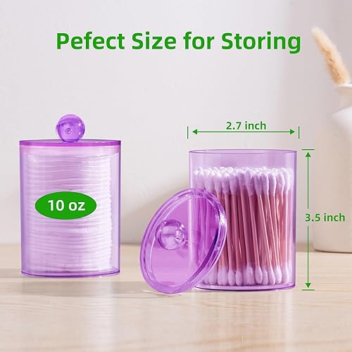 Miniatura 6 de Paquete de 4 soportes Qtip, tarros de boticario, dispensador de bolas de algodón, tarros de baño con tapas para algodón redondo, hisopo de algodón,