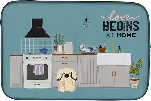 Miniatura 267 de Caroline's Treasures CK7824DDM - Tapete absorbente para secado de platos con diseño de bulldog inglés, rojo y blanco, para encimera de cocina, 14 x