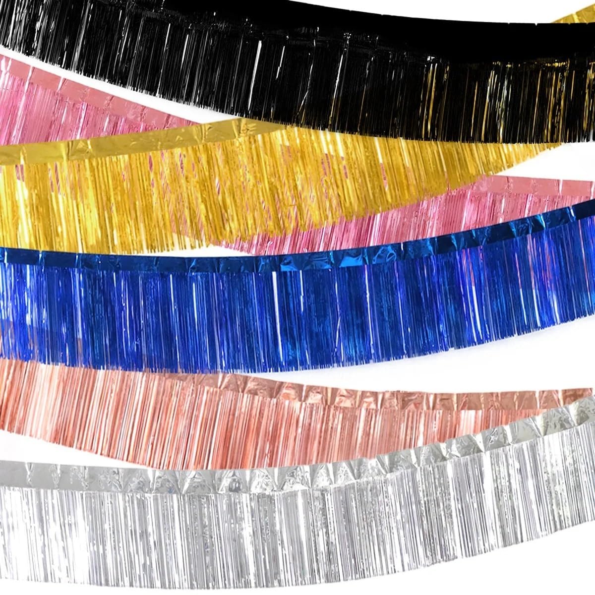 Girlanda z cekinów, 30x300 cm, tło imprezowe, foliowa girlanda frędzlami, metaliczne serpentyny, baner wiszący na urodziny, wesele, dekoracje świąteczne(Gold)