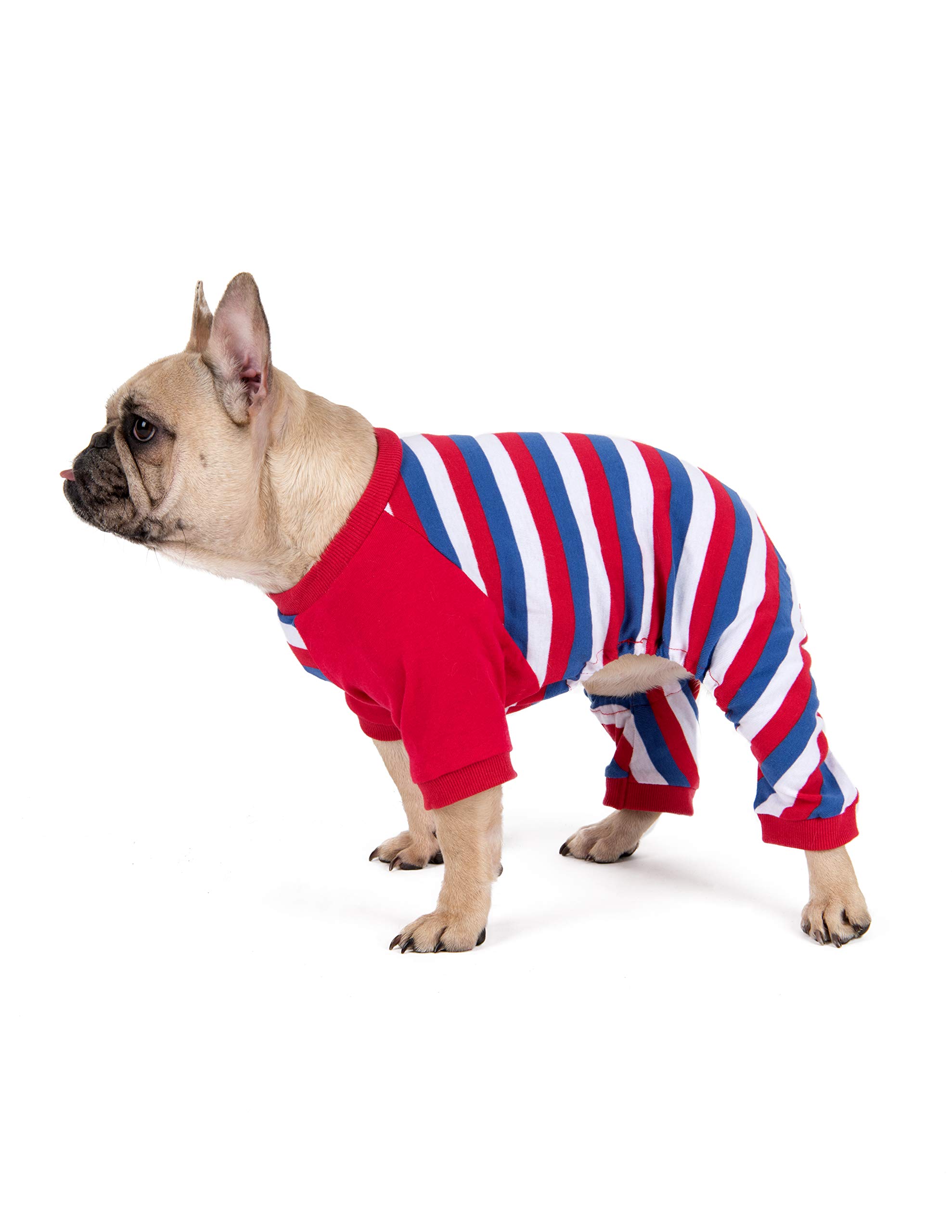 Leveret Matching Dog Pajamas Christmas Pjs 100% Cotton Red/White/Blue Stripes Size X-Large