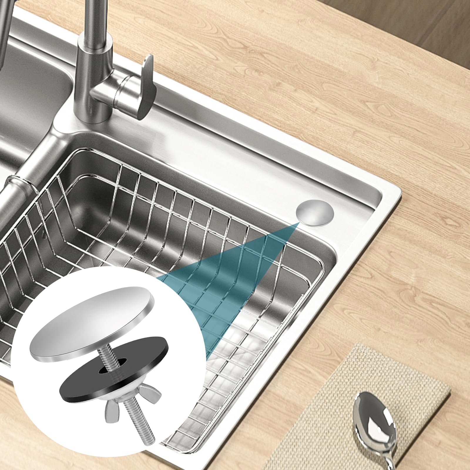 Tapón de Fregadero,Tapón Fregadero Acero Inoxidable Cubierta de Orificio para Grifo con Junta Embellecedor Lavabo Ciego para Fregadero Cocina Tapa Agujero para Bañera y Accesorios de Cocina — view 7
