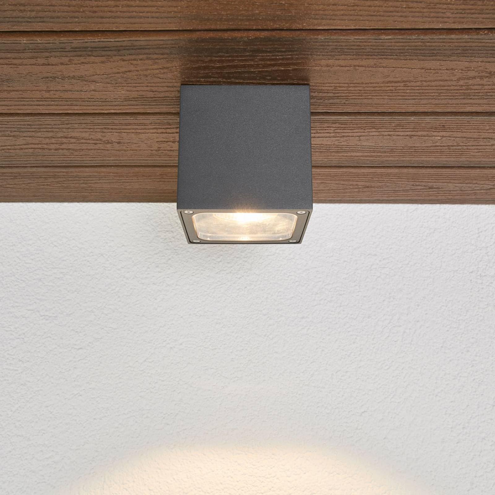 Lucande LED Lámparas de techo Tanea (Moderno) en Gris hecho Aluminio (1 llama, lámpara exterior para el jardín, la terraza balcón y vivienda