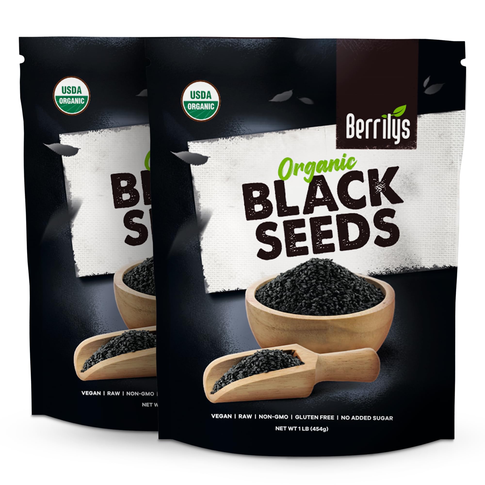 Berrilys Black Seeds - USDA Organic Nigella Sativa, Kalonji & Black Cumin Seeds - Used as Spice and Health Food - Exotic Flavor, Wellness Benefits,