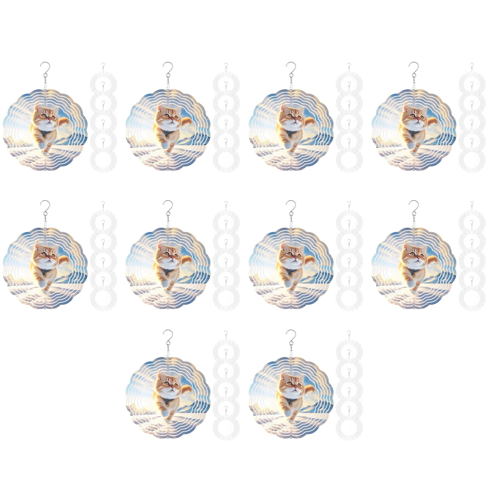 Vjsujehgy 60Pack 8 Inch Sublimation Wind Spinner Blanks 3D Wind Spinners Hanging Wind Spinners for Indoor Outdoor