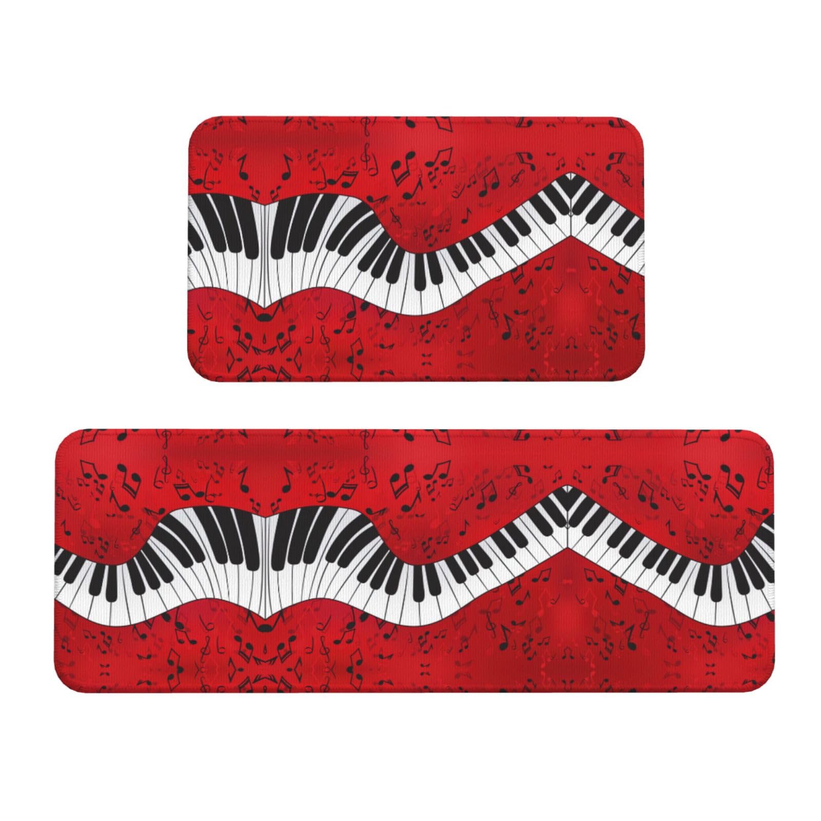 Tapis de sol restaurant antidérapant piano Noël lavable et résistant pour cuisine lot de 2
