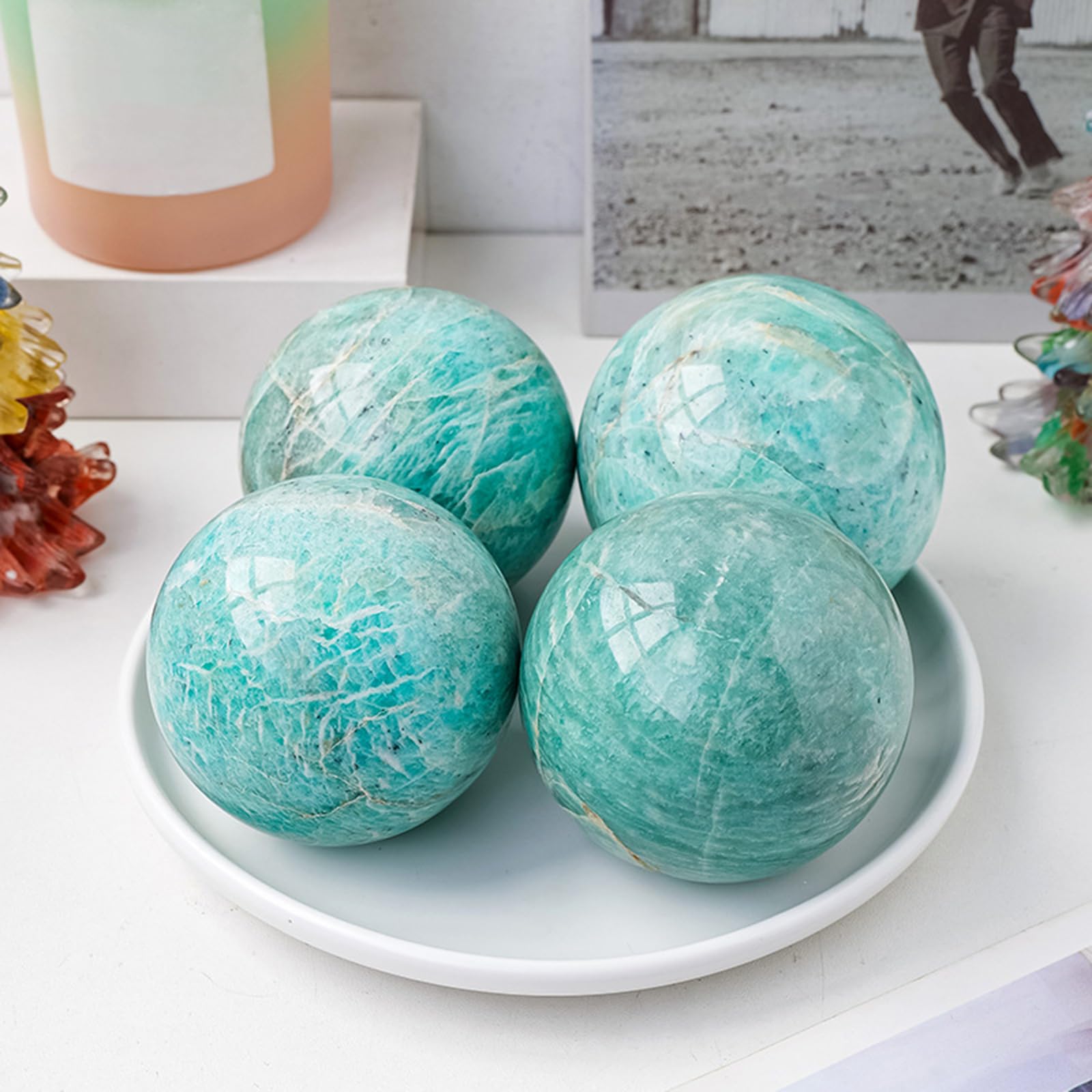 Naturalna kryształowa kulka Polerowane kulki mineralne energii leczniczej dla Fengshui Dekoracja Dekoracji Domu Fotografii Crystal Sfera Crystal,3.15in(8cm)