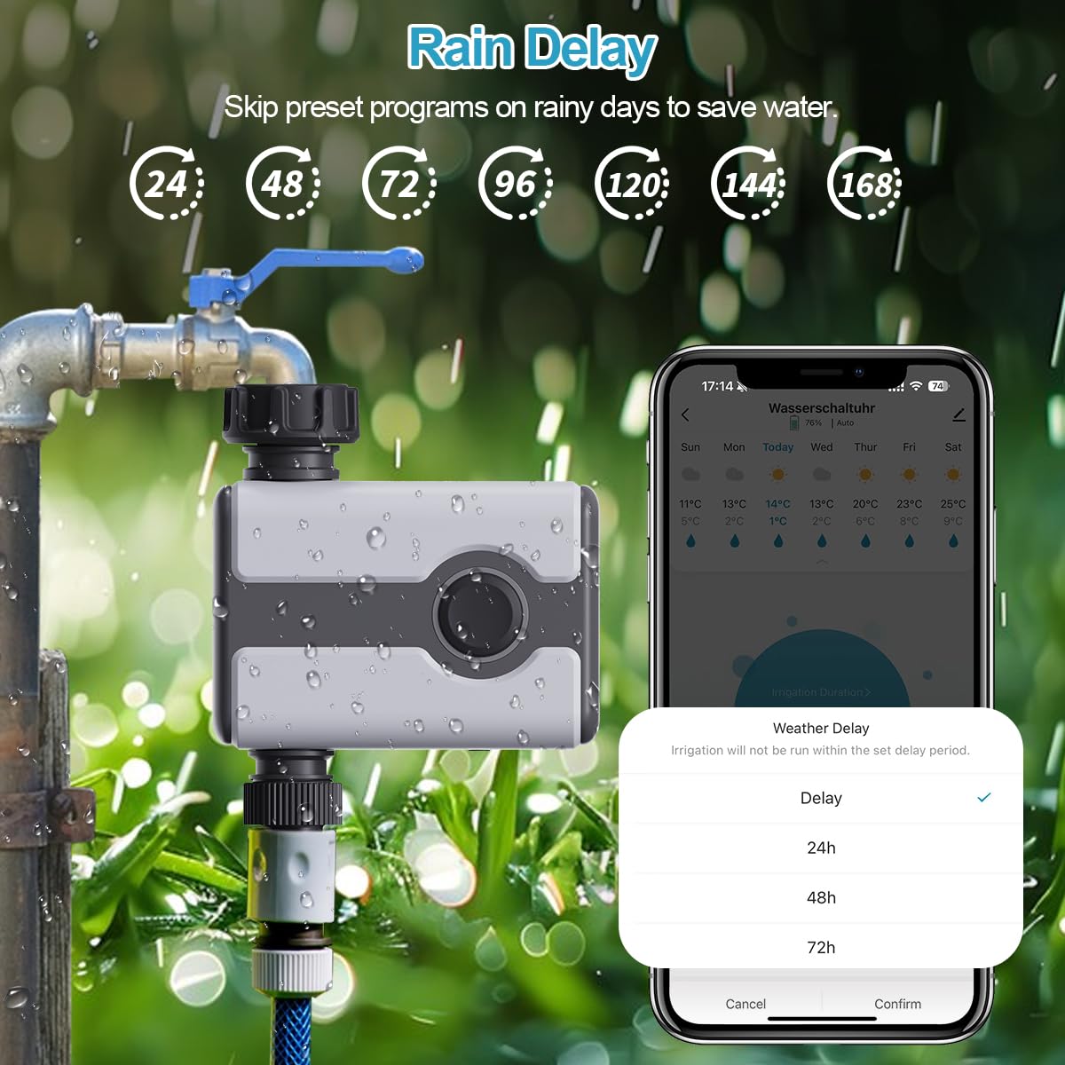 Controllo Automatico Automatico di irrigazione WiFi e RFID, Timer Intelligente, Sistema di irrigazione da Giardino con App, Portata di 50 m