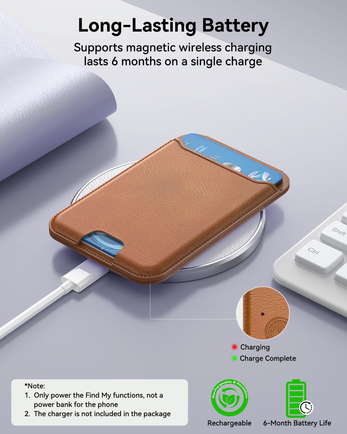 for MagSafe Wallet, Works with Apple Find My,5 Card Holder with Stand, Magnetic Phone Wallet Stand for iPhone 17/16/15/14/13/12 Pro Max Air Plus, RFID Blocking Vegan Leather,Brown