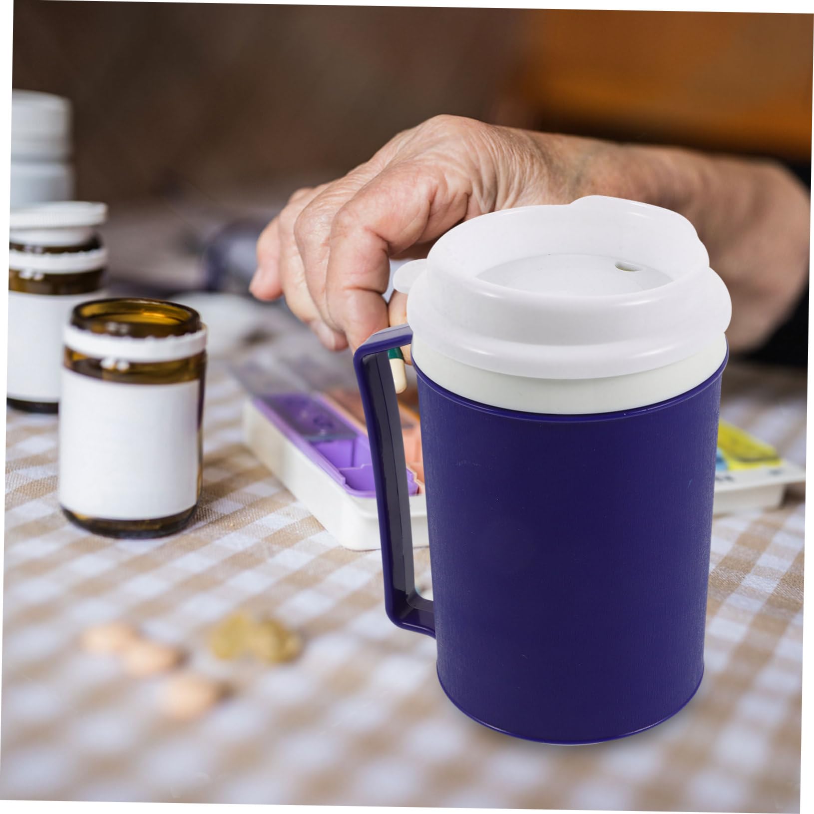 Healvian 4piezas Taza Antigoteo Para Pacientes Discapacidad Vaso Para Ancianos y Movilidad Reducida Para Sopa Agua y Porridge Capacidad