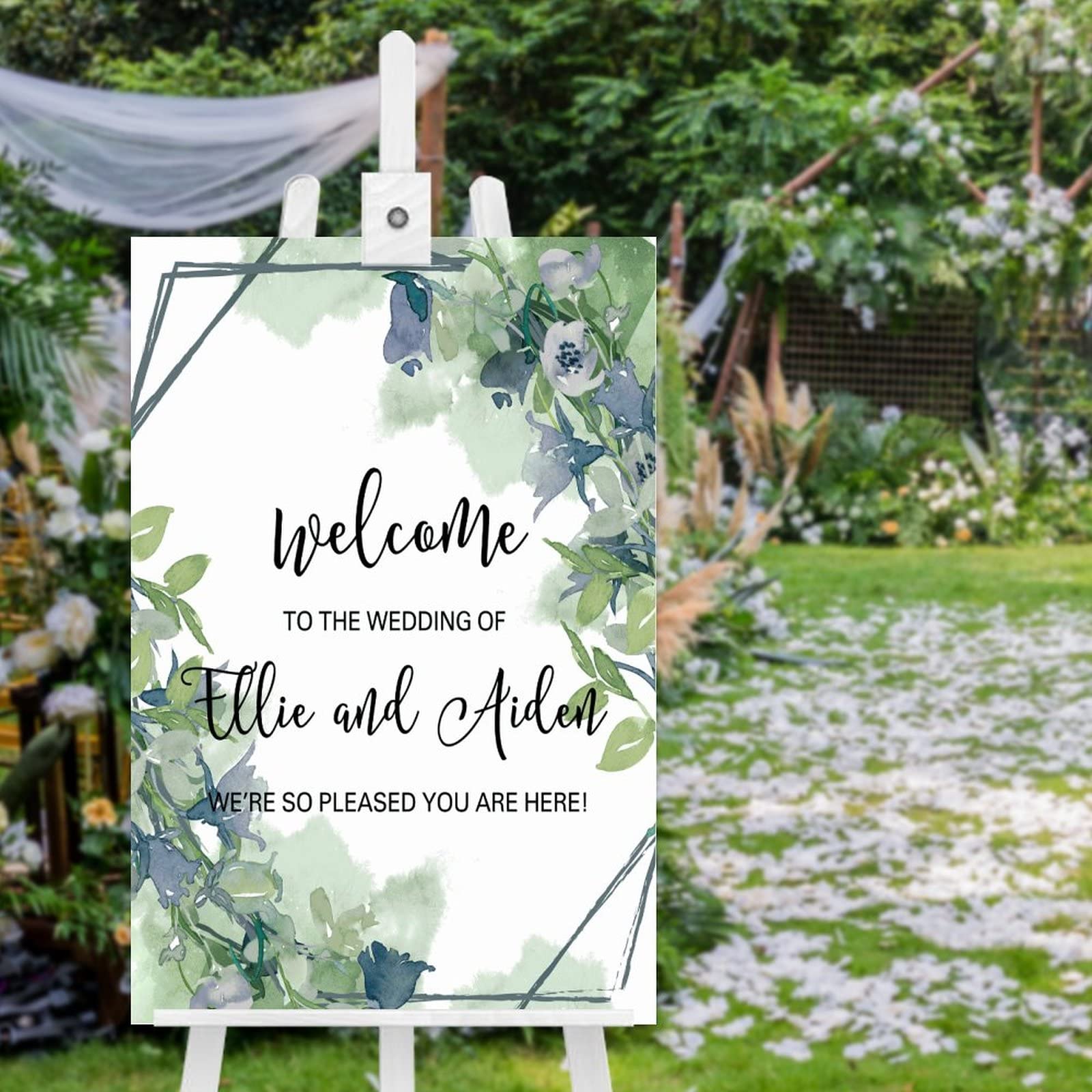 Panneau de mariage en bois et design botanique haut de gamme