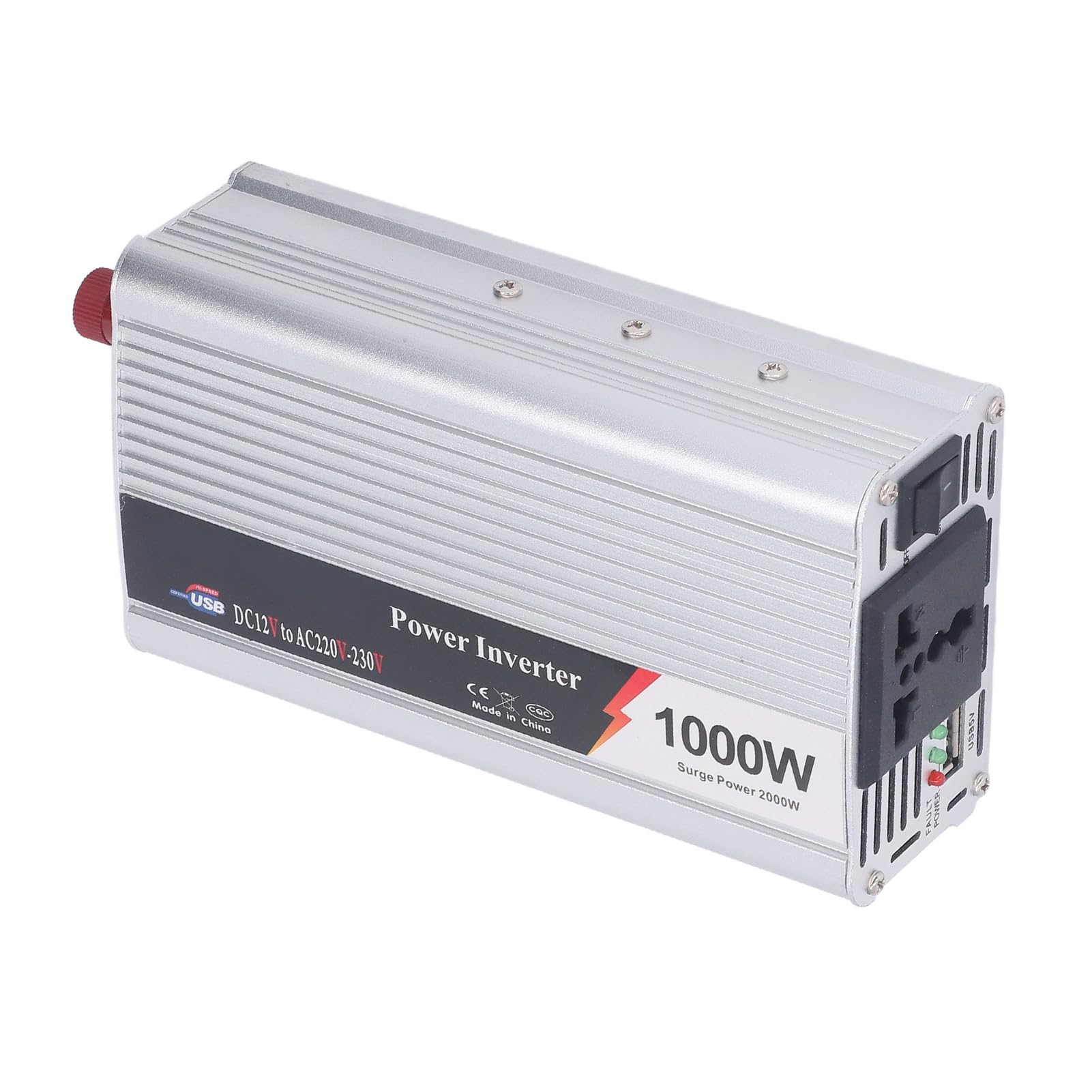 Inversor de Onda Sinusoidal Pura de 1000 W, Convertidor de 12 V CC a 220‑230 V CA para Vehículos Recreativos, Hogar, Vehículos, Barcos, Adaptador de Coche con Salidas de CA,