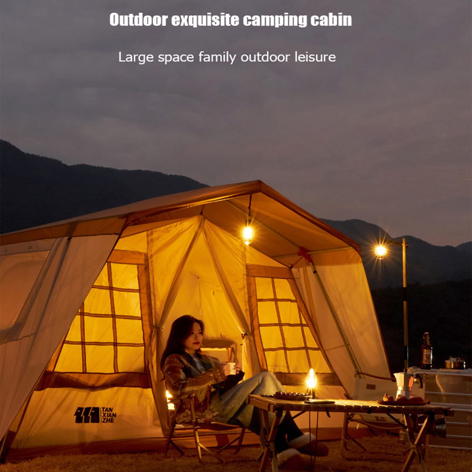 ogawa zelt Outdoor-Zelt, Camping, verdicktes Raumzelt, Sonnenschutz und regenfest, großes Luxus-Campingzelt, großes für den Außenbereich, Color:Lime / Amber Gunmetal UV protection led tail light scooter How the glawning came