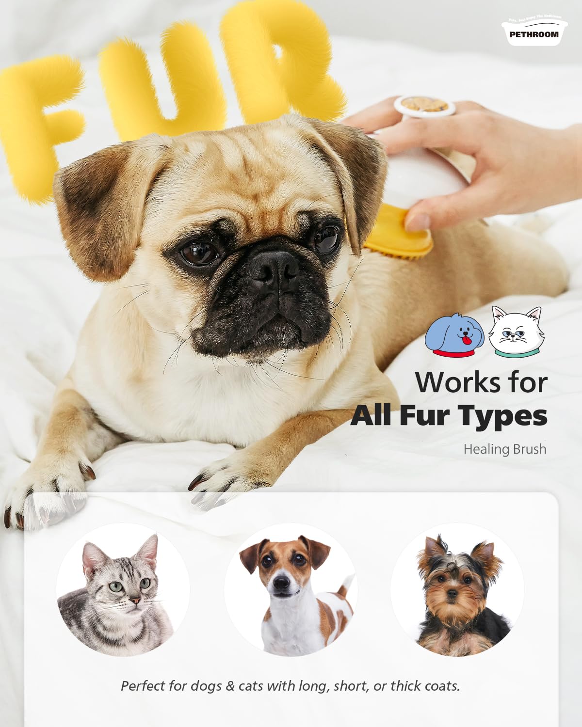 [PETHROOM] Cepillo curativo | Herramienta de aseo de silicona calmante | Cepillos suaves para gatos | Desenredante suave para perros